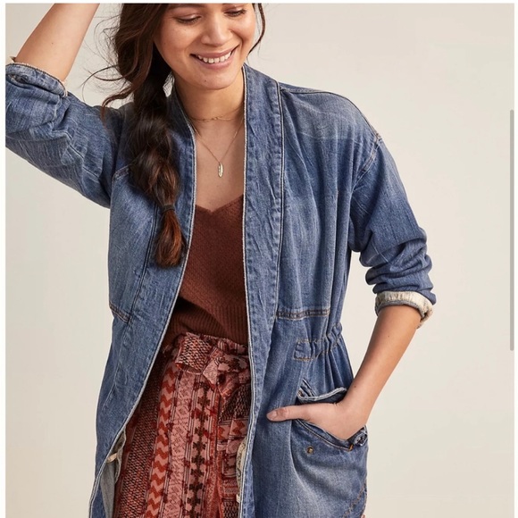 Pilcro Anthropologie Denim Jean Kimono Jacket M - Picture 4 of 10